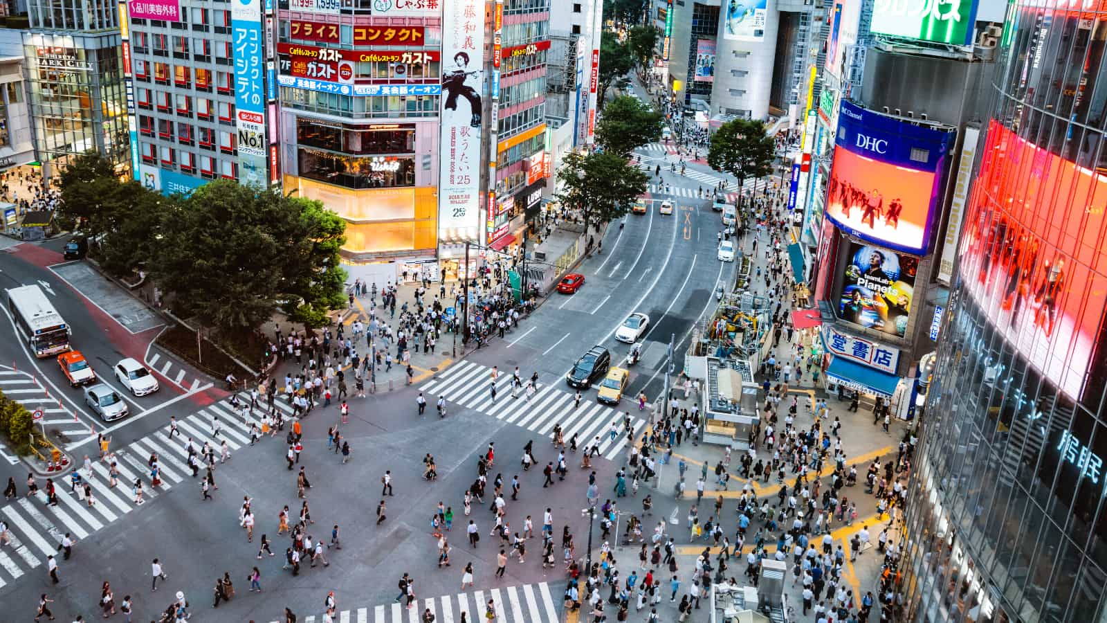 Aerial photo of Shibuya Crossing in Japan