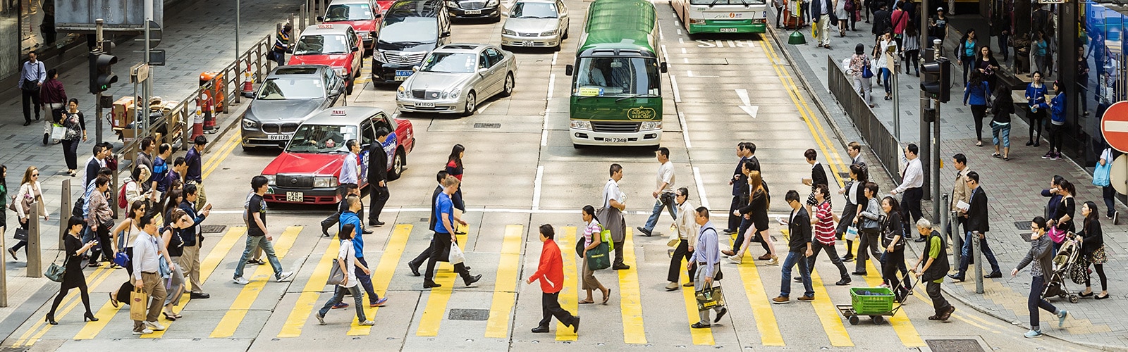 Busy city cross walk