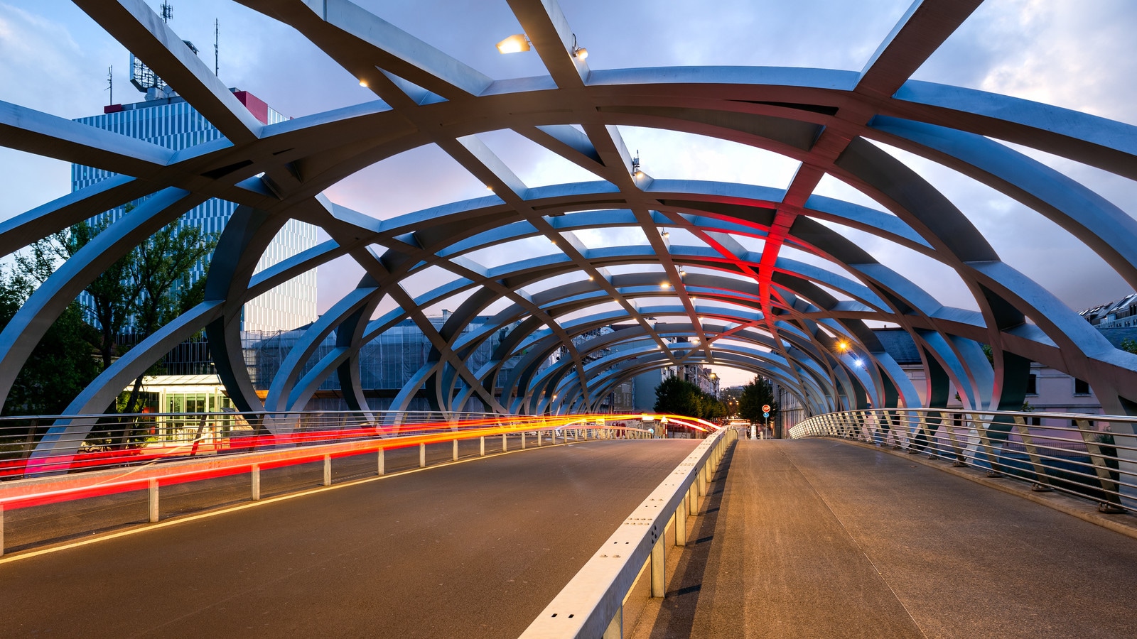 roadway under a modern structure bridge 