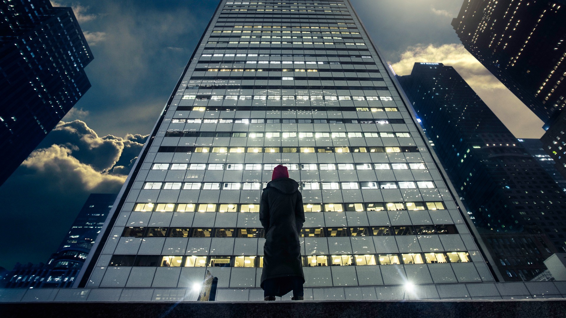 Man standing in front of building