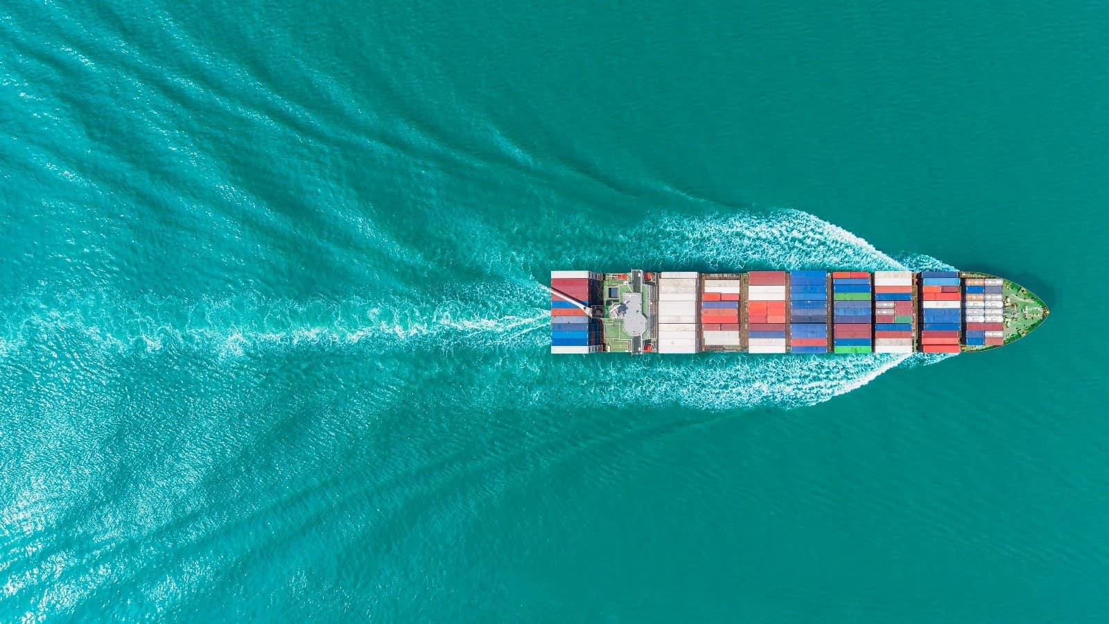 Cargo ship aerial view